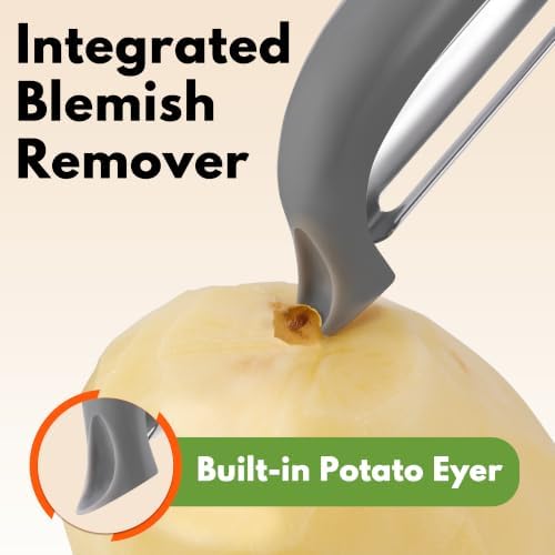 Rainspire Vegetable Peeler Potato Peelers for Kitchen, Sharp Stainless Steel Blades Veggie, Comfortable Handle Fruit Peeler, Carrot Peeler Apple Peeler Dishwasher Safe (1, Grey)