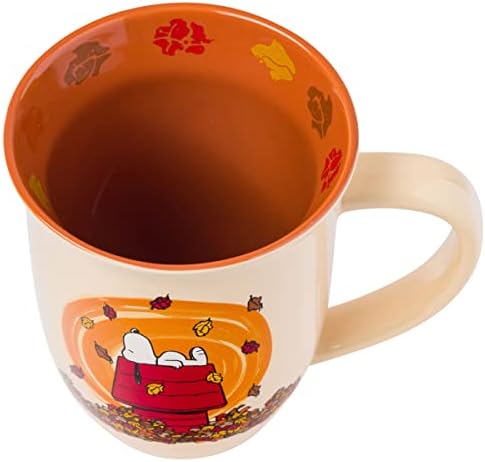 Silver Buffalo Peanuts Snoopy Fall Leaf, Wide Rim Ceramic Mug, 16oz