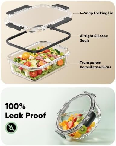 BiuLeon 40 PCS Glass Food Storage Containers with Lids, BPA-Free