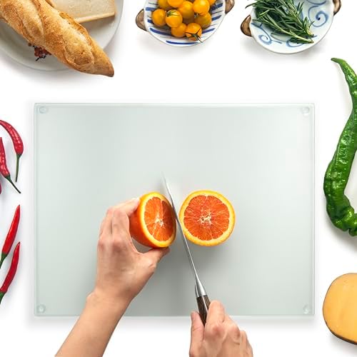Kitchenville Glass Cutting Board 16"x12": Tempered Glass Kitchen Counter Protector - Durable- Scratch-Resistant, Heat-Proof - Design 6 - Woven Textured Design
