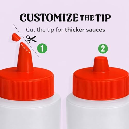 Norcalway 24 oz Large Condiment Squeeze Bottles for Sauces - Leak Proof - 8 Pack (XL)