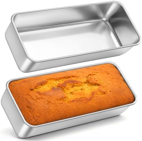 Leonyo 12x5IN Large Stainless Steel Loaf Pans for Baking Bread, 2 Pack
