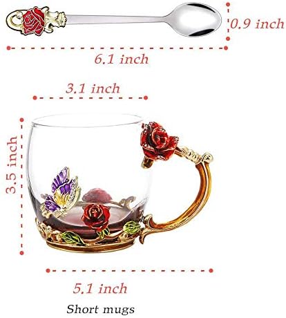 Stocking Stuffers For Women Mom Perfect Christmas Valentines Day Gifts Glass Enamel Coffee Tea Mug Birthday Presents For Her Girlfriend Wife From Daughter Son (Rose Red Coffee Cup, 11 OZ)