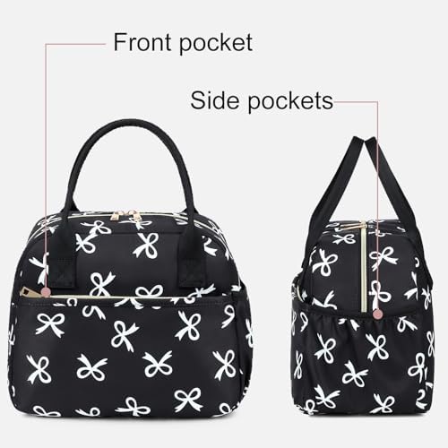 CAMTOP Lunch Box for Women Men Insulated Lunch Bag Lunch Tote Bag Leakproof Thermal Cooler Large Capacity for Travel Work School Picnic (White Bow)