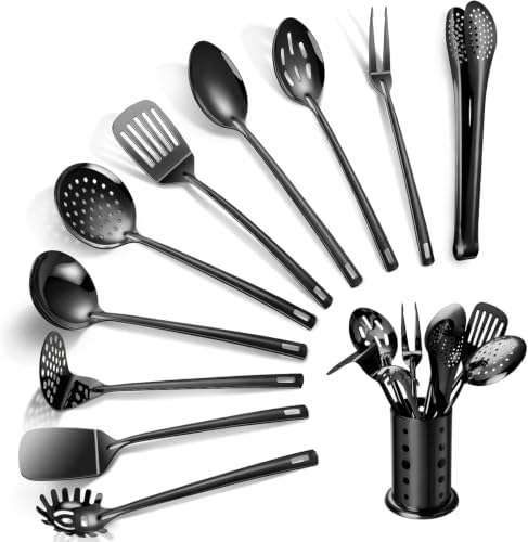 Stainless Steel Kitchen Utensils Set,11pcs Cooking Utensils Set with Holder