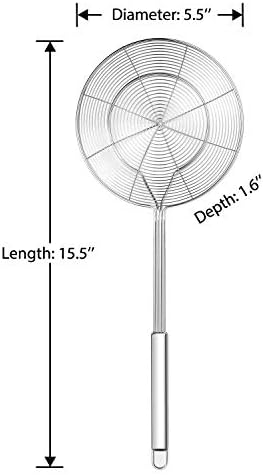 Hiware Solid Stainless Steel Spider Strainer Skimmer Ladle for Cooking and Frying, Kitchen Utensils Wire Strainer Pasta Spoon, 5.4 Inch