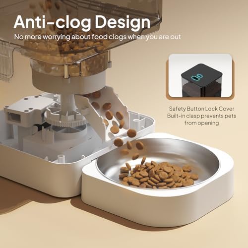 VOLUAS Automatic Cat Feeder, 6L Timed Dry Food Dispenser for Cats & Dogs