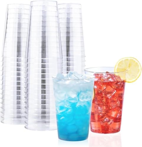 BYSNOW 100 Pack 12 oz Clear Plastic Cups, Disposable Plastic Cocktail Cups