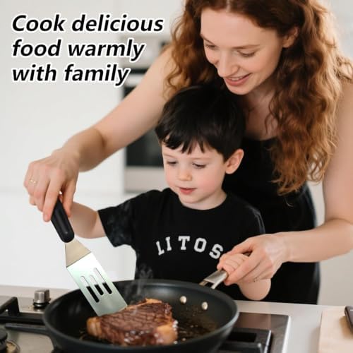 【4 Pack】Small Metal Spatula,Mini Spatula for Flipping, Cooking and Baking,Stainless Steel Brownie Spatula with Non-Slip Handle for kitchen Use (4)