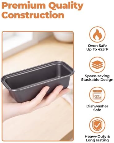 Bake Choice 4 Pack Mini Loaf Pans with 30PCS loaf liners