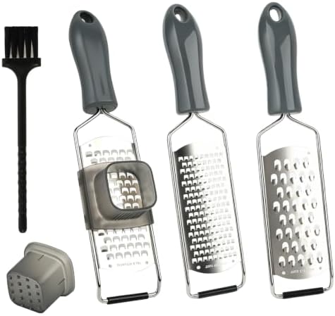 Stainless Steel Cheese Grater Set, Set of 5 Kitchen Grater & Peeler & Slicer, Multi-Purpose Kitchen Zester Grater for Cheese Garlic Nutmeg Vegetables