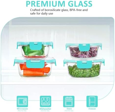 KOMUEE 24 Pieces Glass Food Storage Containers Set, Green
