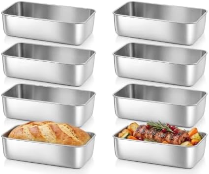 Homikit 8 Pack Stainless Steel Loaf Pan Set for Baking Bread 9x5 Inches