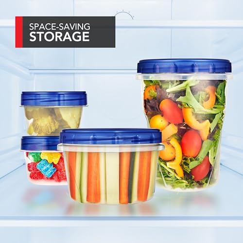 Stock Your Home 16oz Plastic Containers with Twist Top Lids (10 Pack), 2 Cup Freezer Containers with Lids for Leftover Food, Airtight Reusable Soup Containers, Microwave and Dishwasher Safe