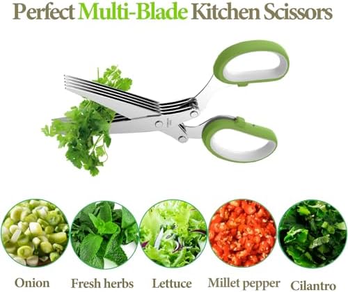 2026 Upgraded Herb Scissors, 5-Blade Kitchen Herb Shears