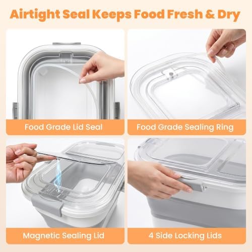 2 Pack 25 Lbs Dog Food Storage Container, Collapsible Rice Container