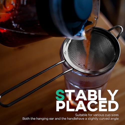Homestia Stainless Steel Fine Mesh Strainer, Sieve Sifter For Tea, Black
