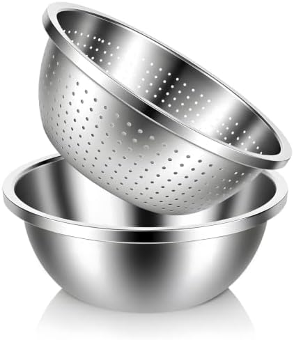 Colander Stainless Steel 3 QT with Bowls, Strainer for Kitchen