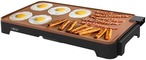 bella XL 12"x22" Electric Ceramic Titanium Non-Toxic Griddle, Copper/Black
