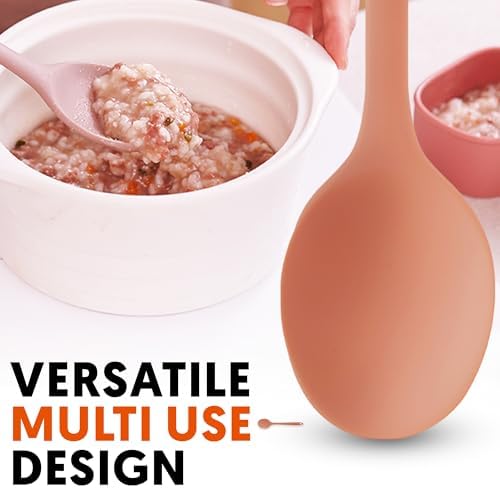 Multi Platinum Silicone Cooking Spoon for Baking, Scraping & Mixing, 100% Food Grade Colorful Silicone Kitchen & Serving Utensils, Heat Resistant, Non-Stick Cookware - 11.4 inch Indie Pink