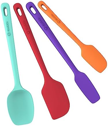 ChefAide 4 Pieces Silicone Spatulas Set, Heat Resistant Rubber Spatula
