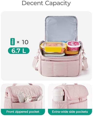 BAGSMART Insulated Lunch Bags for Women, Cute Quilted Lunch Box