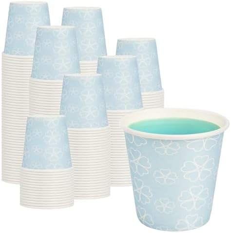 METAPRINT 100 Pack 3 oz Bathroom Paper Cups for Mouthwash, Mist Blue