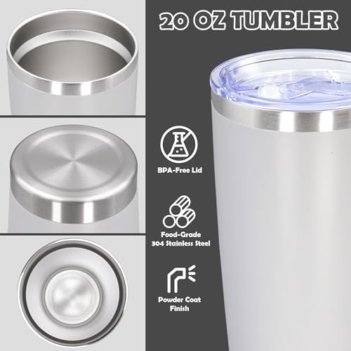 20oz Tumbler Stainless Steel Tumbler Coffee Tumbler with Lid White, 1P