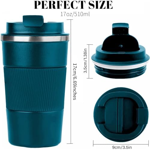 Insulated Travel Coffee Mug, Stainless Steel Coffee Cup with Leakproof Lid