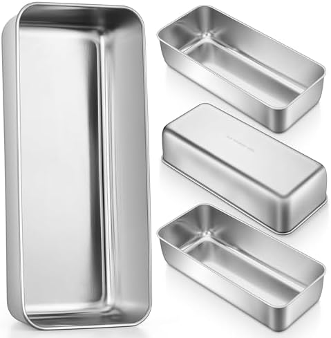 P&P CHEF Bread Loaf Pan, Stainless Steel Large Loaf Pans for Baking, 4Pcs