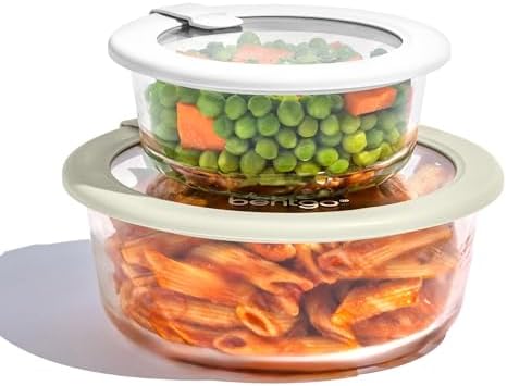 Bentgo Signature Glass Food Storage Containers with Lids, 4 Piece Set