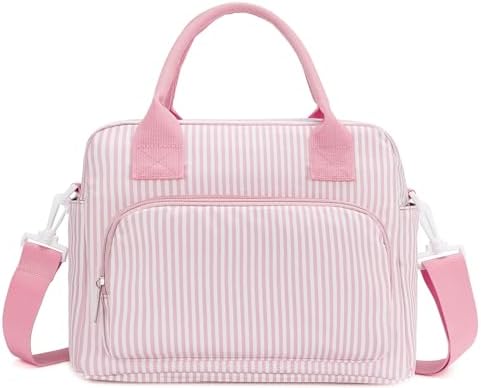Lunch Bag Women Lunch Box for Women Adult Cute Insulated Lunch Bag Lager Cooler Lunch Tote Bags for Work Picnic (Pink Stripes)