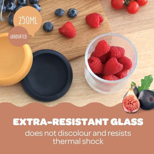 BEABA 2 Pack Glass Baby Food Jars with Soft Silicone Air Tight Lids, 8 oz Glass Storage Containers with Lids, Microwave and Freezer Safe Containers, Sage