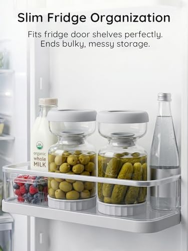 Pickle Jar for Pickle Olive Hourglass Jar, Auto Separator Juice 2 Pack Grey