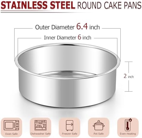 LIANYU Round Cake Pans Set of 2, 6 Inch Round Layer Cake Tins for Baking