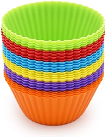 24 Pack Silicone Baking Cups, Reusable Cupcake Liners Molds, Multicolor