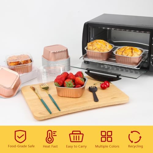 LNYZQUS 5oz Mini Cake Pans with Lids and Spoons, Disposable Brownie Tins