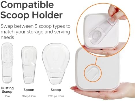 Felli Flip Tite Food Storage Container with Scoop & Lid 5" LARGE Airtight Ring Top, Acrylic Canister for Sugar Flour Baking Powder Rice Pasta, Kitchen Organizer Christmas Gift Set (10pk, Variety)