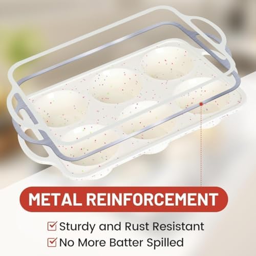 CAKETIME Large Muffin Pan, Metal Reinforced Frame 3.5 Inch Jumbo Silicone Muffin Pan Nonstick 6 Cups for Baking Jumbo Muffin, Frittatas, Jumbo Cupcakes 2 Pack Confetti