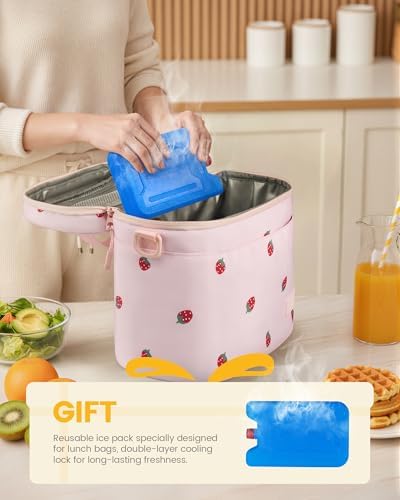 LOVEVOOK Insulated Lunch Box for Women Men, Reusable Lunch Bag for Work Picnic Beach College School, Leakproof Cooler Bag with Shoulder Strap & Ice Pack, Lunch Box/Bag for Mom Teacher Kids Girl Boy