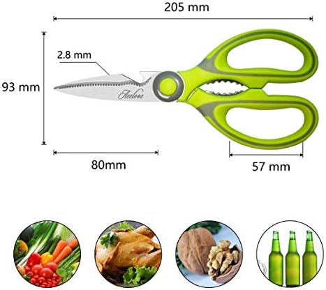 Kitchen Shears, Acelone Premium Heavy Duty Shears Ultra Sharp Stainless Steel Multi-function Kitchen Scissors for Chicken/Poultry/Fish/Meat/Vegetables/Herbs/BBQ… (Light Green) (Pack of 2)