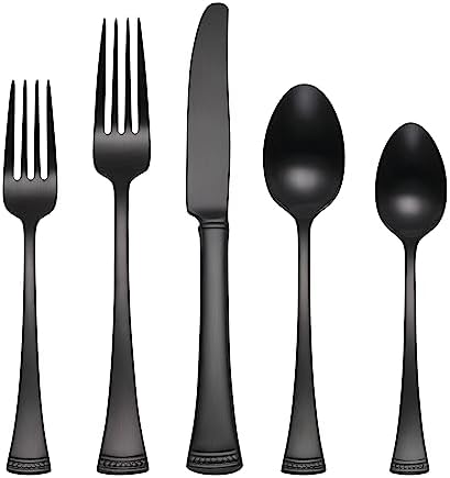 Lenox Portola Black Satin 20-Piece Silverware Set for 4, Flatware