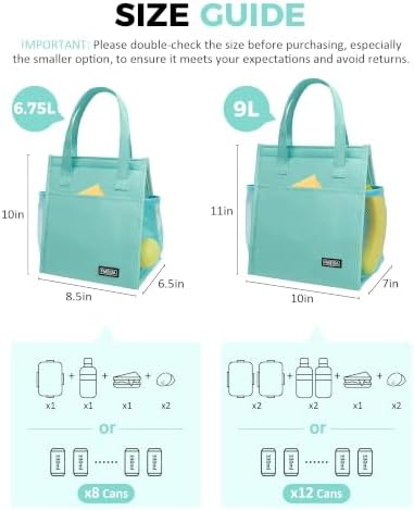 6.75L Small Insulated Lunch Bag, Reusable Cooler Tote Thermal Snack Bag