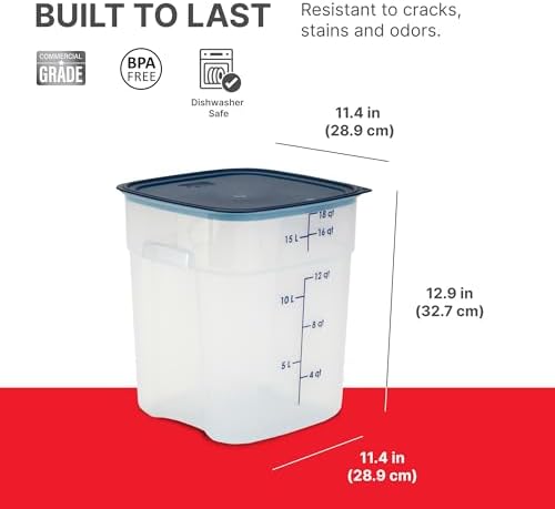 Cambro FreshPro 18 Quart (QT) Food Storage Container with Lid (Restaurant Grade) - for Food Prep, Commercial Kitchen, Pet and Dog Food Container (Translucent)