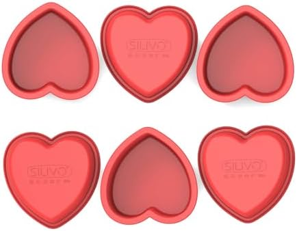 SILIVO 4 inch Heart Cake Pans, 6 Pack Nonstick Mini Heart Shaped Cake Pans