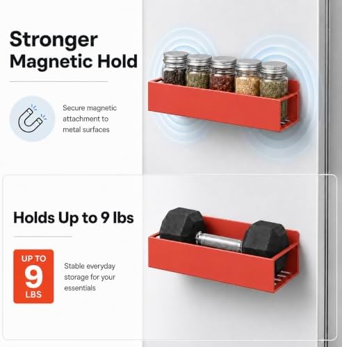 SMRCAD 6 Pack Metal Magnetic Spice Rack for fridge, Heavy Duty