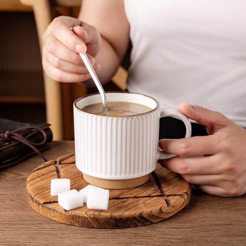 GBhome 12 OZ Stackable Coffee Mugs Set of 6, Ceramic Coffee Cups Set
