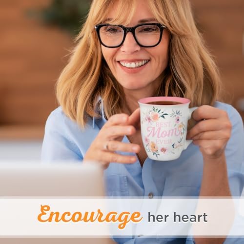 Christian Art Gifts White and Pink Floral Ceramic Coffee Mug – 14 oz. Lead & Cadmium-free Inspirational Scripture Coffee & Tea Mug for Mothers with Encouraging Words: Best Mom & Bible Verse: Num. 6:24