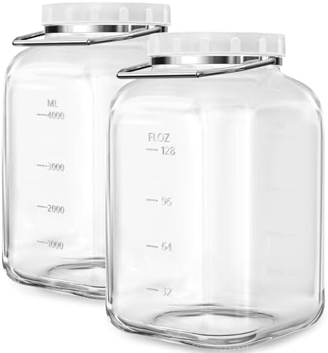 1.5 Gallon/5700 ML Glass Jar with Lid, Wide Mouth, Large Mason Jar, 2 Pack