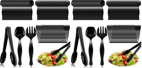 Mwellewm 72Pcs Plastic Serving Utensils Set, Disposable Spoons Tongs Forks (Pack of 2)